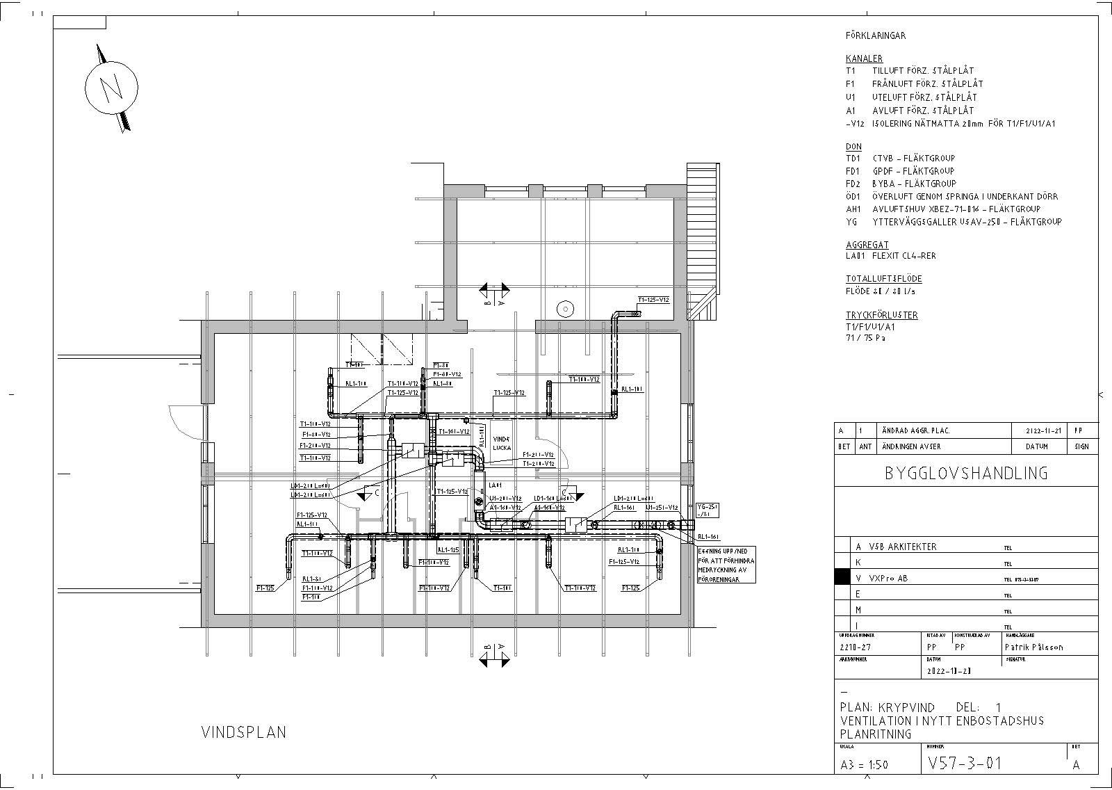 Projektering av ventilation och framtagning av bygglovsritningar för nytt hus i Borås.